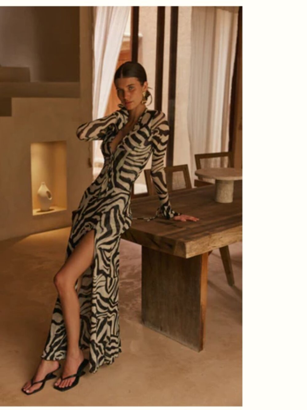 New Resa Lennon Long Sleeve Tie Mesh Maxi Dress Tigris Sz XL